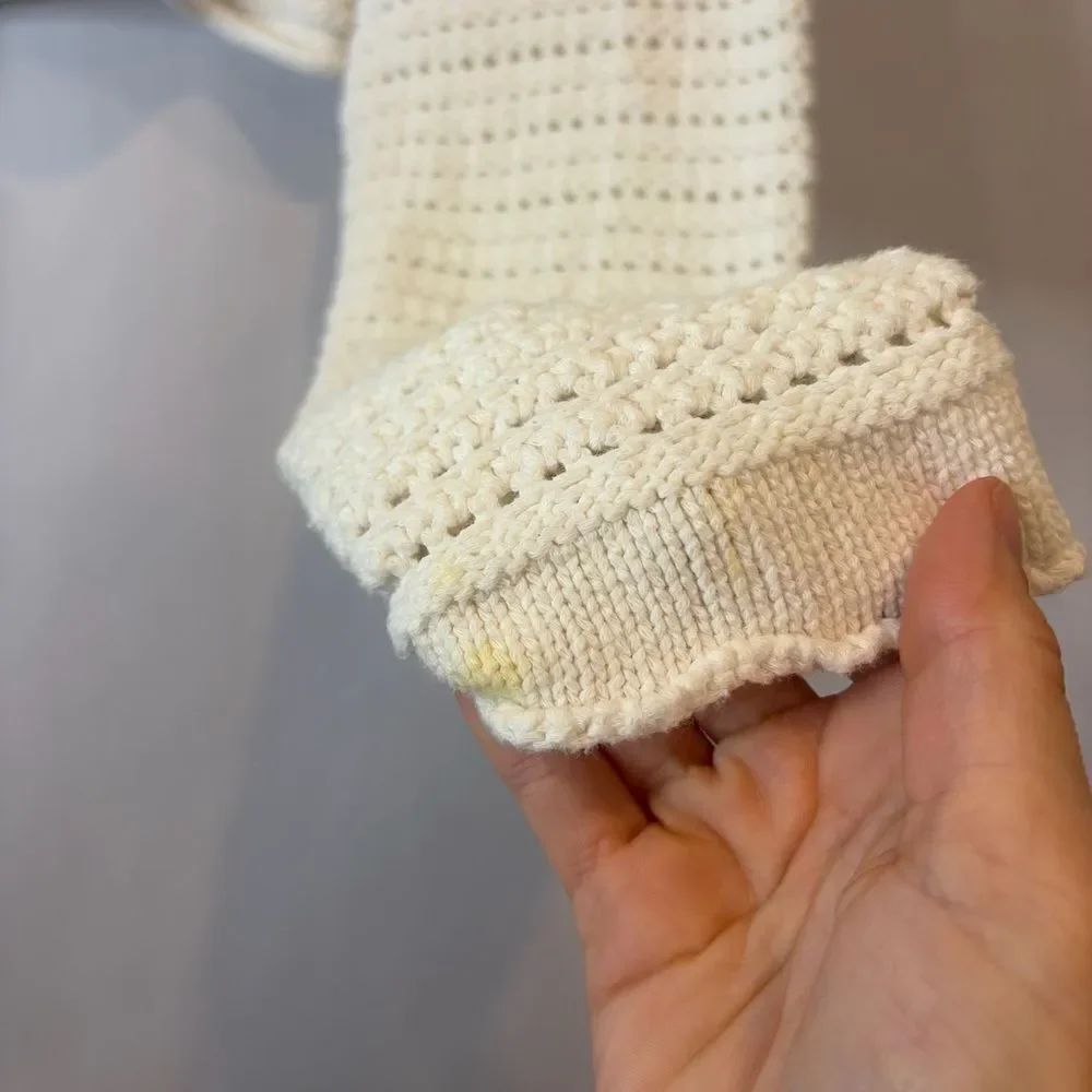 Perfect Stranger Cropped Cream Open-Knit Crewneck Sweater Size 6 Australian — image 4 of 8
